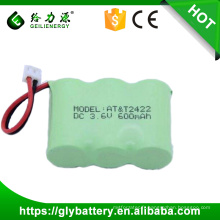 Batterie Ni-cd 3.6v 600mah de fournisseur d&#39;usine de temps d&#39;avance courte